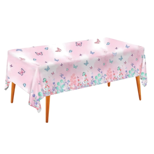 Obrus na stół foliowy dekoracje urodzinowe motyle kwiaty ozdoby na stół 180x108cm