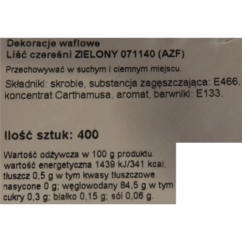 Liście waflowe ozdoby na tort listki dekoracje urodzinowe wesele komunia zielone 100 sztuk