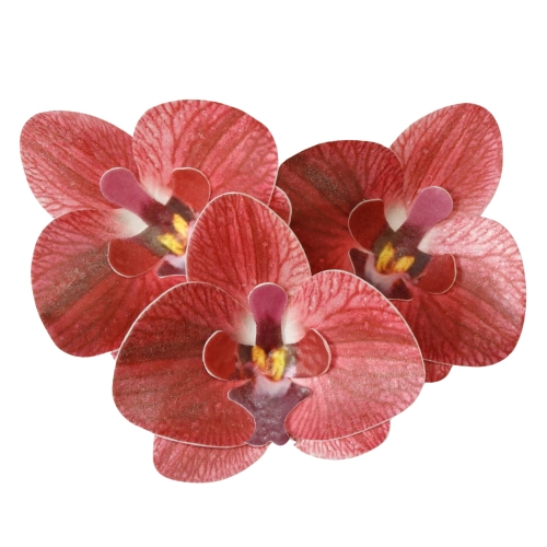 KWIATY NA TORT storczyk waflowy ORCHIDEA dekoracje URODZINY ozdoby 3szt
