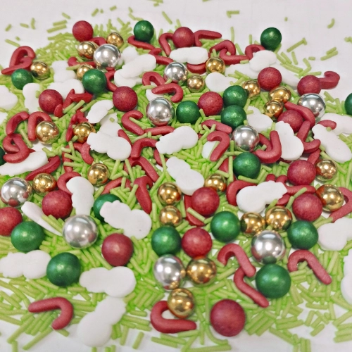 Posypka cukrowa na tort laski Mikołaja bałwanki perełki mix święta Boże Narodzenie 40g