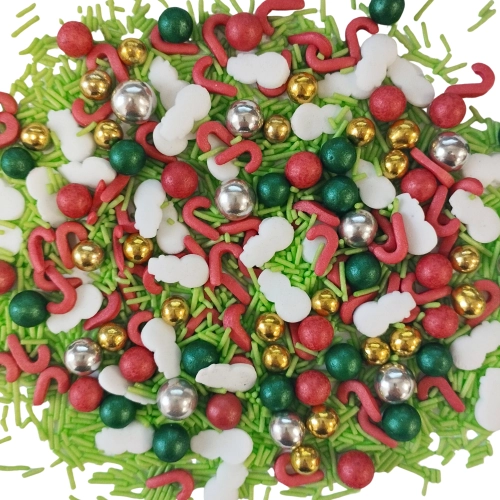 Posypka cukrowa na tort laski Mikołaja bałwanki perełki mix święta Boże Narodzenie 40g