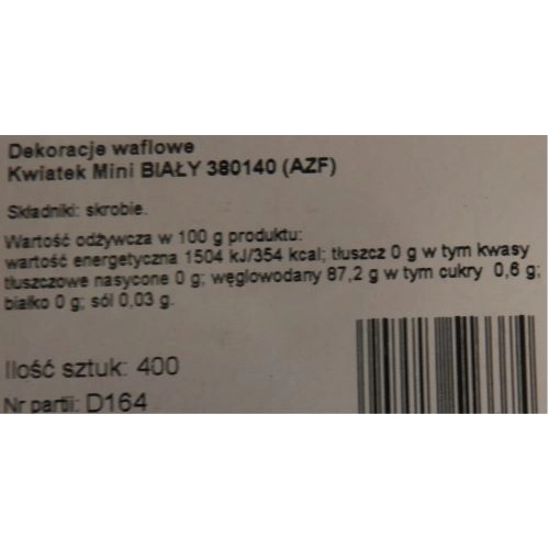 Kwiaty na tort kwiat waflowy mini kwiatuszki dekoracje urodzinowe ozdoby na tort biały 100 sztuk