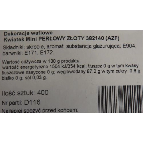 Kwiaty na tort kwiat waflowy mini kwiatuszki dekoracje urodzinowe ozdoby na tort złoty 100 sztuk