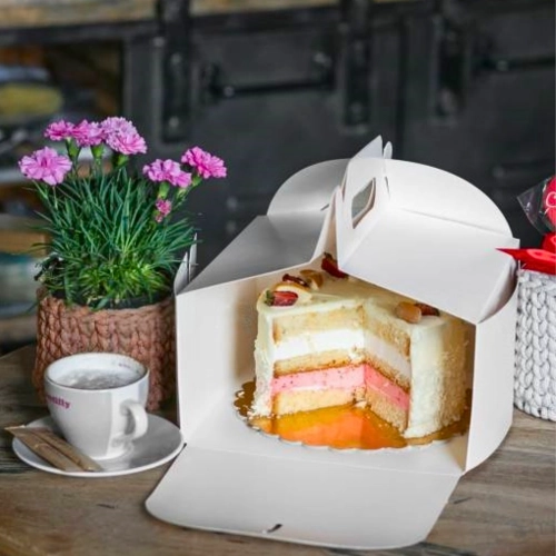 Pudełko na ciasto 10 sztuk opakowanie karton na tort chrzest wesele biały 28x28x12