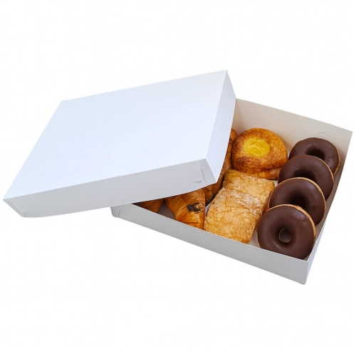 Pudełko na ciasto 10 sztuk opakowanie karton na tort chrzest wesele biały 42x32x13