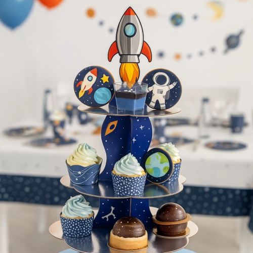 Patera na babeczki stojak na monoporcje kosmos rakieta planeta urodziny
