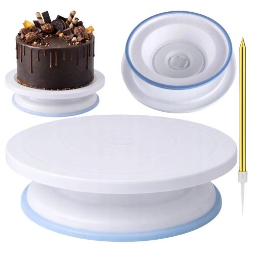 Patera obrotowa na ciasto talerz obrotowy patera do tortu 28 cm dekoracje urodzinowe stabilna i świeczka
