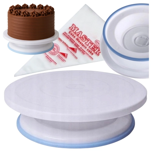 Patera obrotowa na ciasto talerz obrotowy patera do tortu 28 cm dekoracje urodzinowe stabilna i rękaw