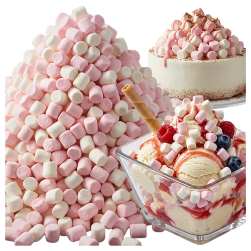 Posypka cukrowa pianki Marshmallows 1kg biało różowe dekoracje do lodów gofry czekolady
