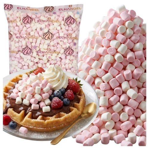 Posypka cukrowa pianki Marshmallows 80g biało różowe dekoracje do lodów gofry czekolady