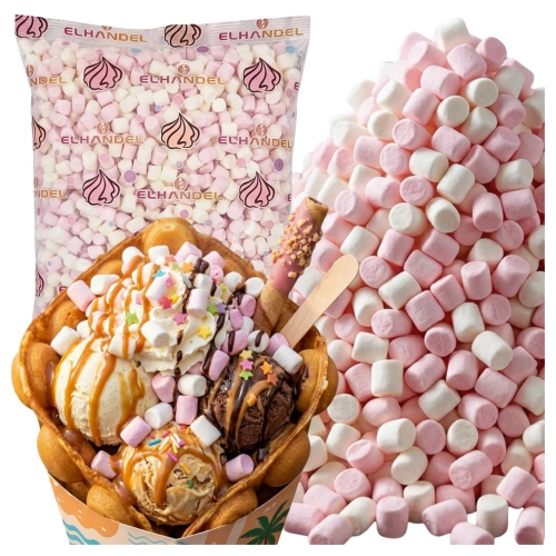 Posypka cukrowa pianki Marshmallows 15g biało różowe dekoracje do lodów gofry czekolady
