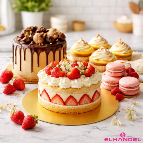 Podkład pod tort 32cm okrągły złoty podkładka pod tort ciasto deser 5 sztuk