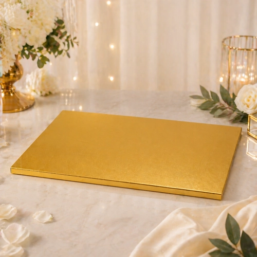 Podkład pod tort 40x30cm prostokątny złoty dekoracje komunijne wesele