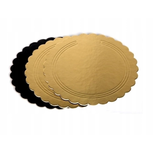 Podkład pod tort 22 cm okrągły złoty fala podkładka pod tort ciasto karbowany