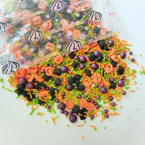 Posypka cukrowa na tort halloween dynia pająk pałeczki mix na babeczki 50g