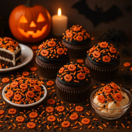 Posypka na tort dynia pałeczki maczek halloween dekoracje cukrowe na babeczki 50g