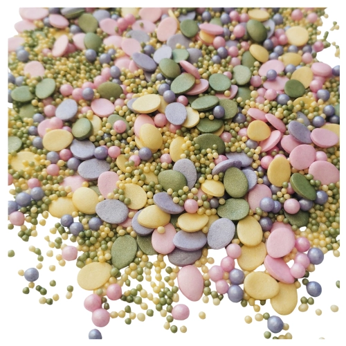 Posypka ozdoby na tort 60g jajeczka cukrowe perłowe perełki maczki dekoracje świąteczne Wielkanoc