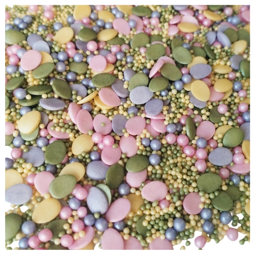 Posypka ozdoby na tort 60g jajeczka cukrowe perłowe perełki maczki dekoracje świąteczne Wielkanoc