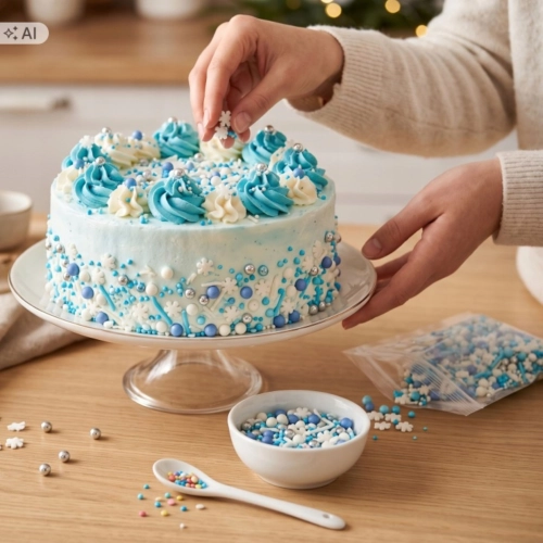 Posypka cukrowa na tort Boże Narodzenie święta płatki śniegu perełki mix 30g