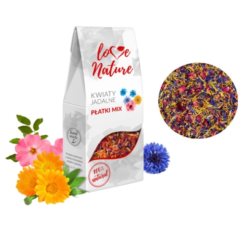 Kwiaty jadalne płatki mix chaber róża suszona 10g