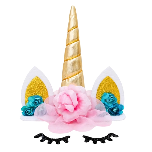 Ozdoby na tort topper na tort dekoracje urodzinowe róg jednorożca kolorowy