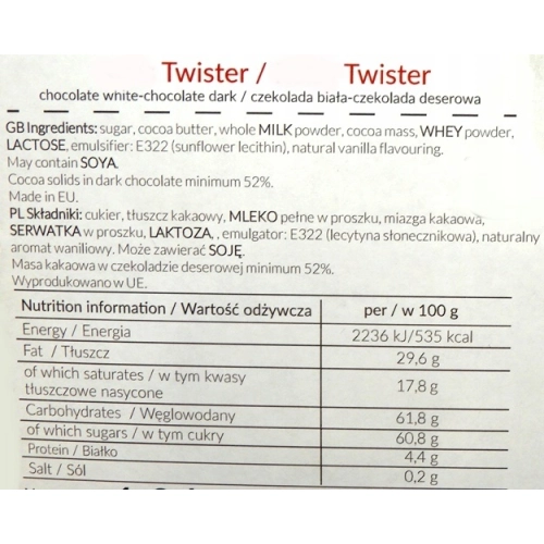 Posypka czekoladowa 52% dekoracja tort monoporcje czekolada twister mix 30g
