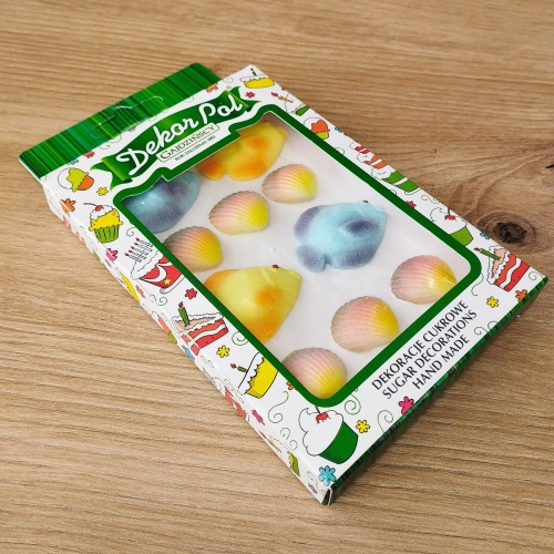 Dekoracje cukrowe na tort 10 sztuk muszelki rybki na babeczki dekoracje urodzinowe