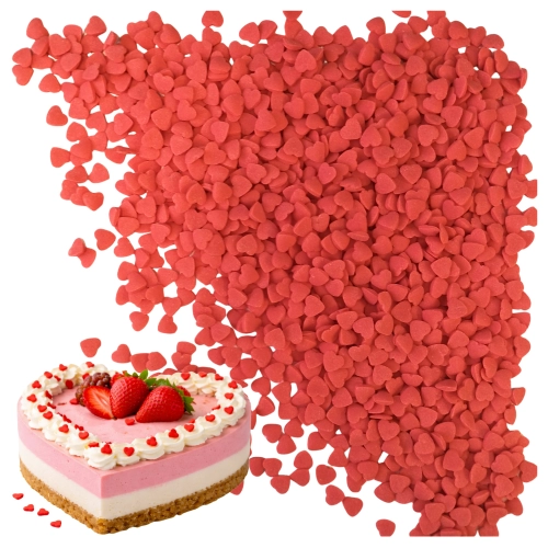 Posypka cukrowa na tort serce serduszka na walentynki czerwone 8mm 1kg