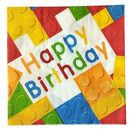 SERWETKI PAPIEROWE happy birthday na urodziny KLOCKI lego 10 szt