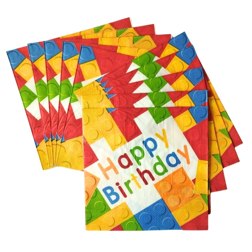 SERWETKI PAPIEROWE happy birthday na urodziny KLOCKI lego 10 szt