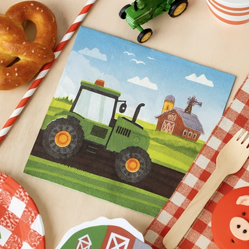 Serwetki papierowe farma traktor dekoracje urodzinowe ozdoby na stół 12 sztuk