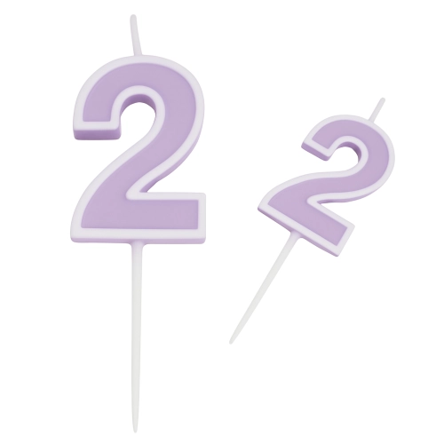 Świeczka na tort fioletowa cyfra 2 świeczki urodzinowe ozdobne 1 sztuka