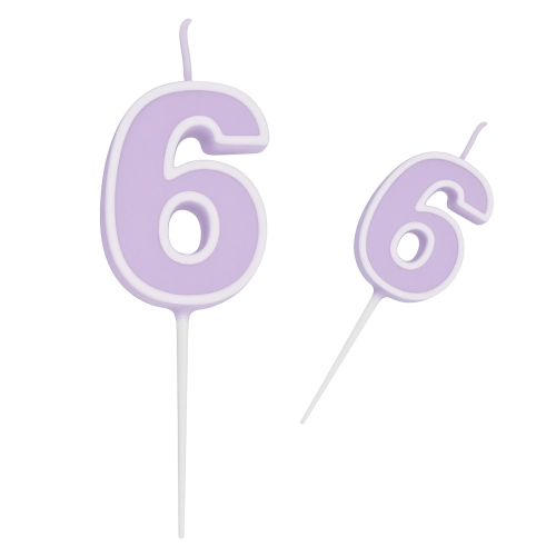 Świeczka na tort fioletowa cyfra 6 świeczki urodzinowe ozdobne 1 sztuka