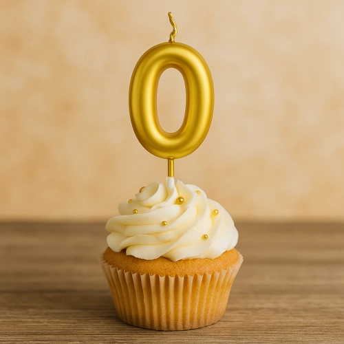 Świeczka na tort złota cyfra 0 świeczki urodzinowe ozdobne 1 sztuka