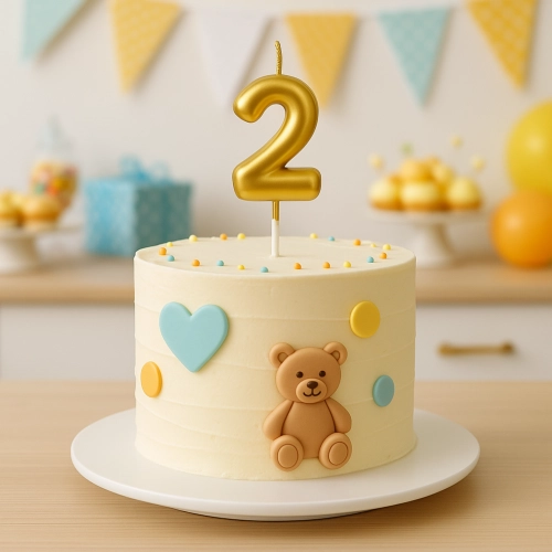 Świeczka na tort złota cyfra 2 świeczki urodzinowe ozdobne 1 sztuka