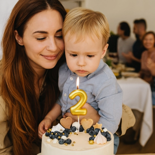 Świeczka na tort złota cyfra 2 świeczki urodzinowe ozdobne 1 sztuka