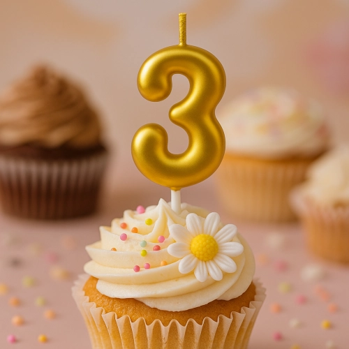 Świeczka na tort złota cyfra 3 świeczki urodzinowe ozdobne 1 sztuka