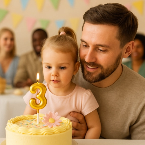 Świeczka na tort złota cyfra 3 świeczki urodzinowe ozdobne 1 sztuka