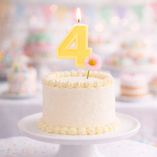 Świeczka na tort żółta cyfra 4 świeczki urodzinowe ozdobne 1 sztuka