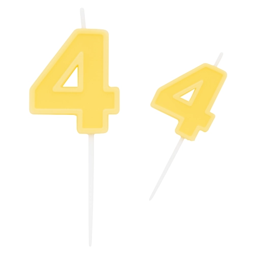Świeczka na tort żółta cyfra 4 świeczki urodzinowe ozdobne 1 sztuka