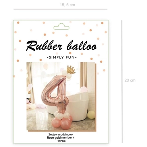 Zestaw balonów dekoracja 4 urodziny rose gold korona przyjęcie dekoracja