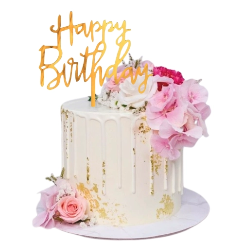 Topper ozdoby na tort napis Happy Birthday złoty akryl dekoracje urodzinowe
