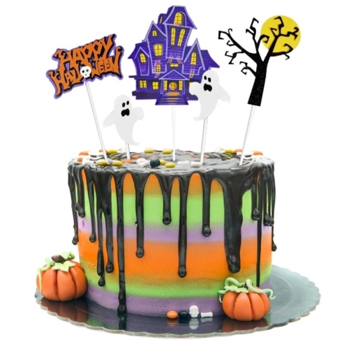 Topper dekoracje na tort pikery na babeczki halloween ozdoba duchy duszki zamek 5szt