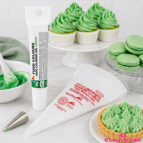Barwnik spożywczy w żelu tubka 20g kolor zielony i rękaw cukierniczy