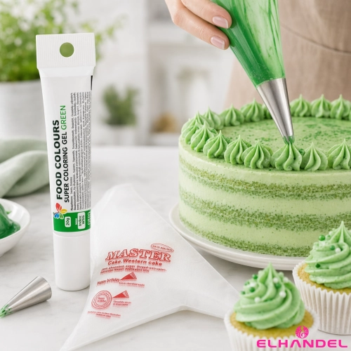 Barwnik spożywczy w żelu tubka 20g kolor zielony i rękaw cukierniczy
