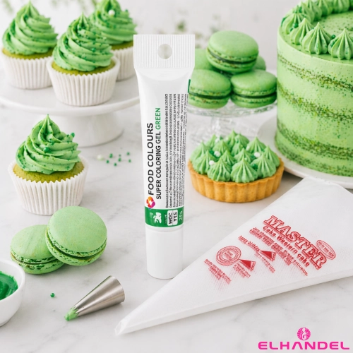 Barwnik spożywczy w żelu tubka 20g kolor zielony i rękaw cukierniczy