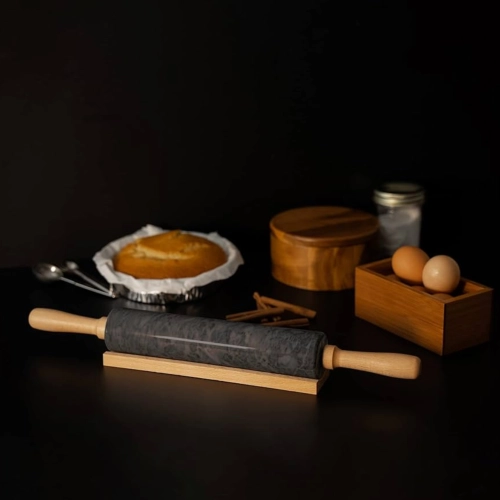 WAŁEK DO CIASTA MARMUROWY kuchenny KAMIENNY OBROTOWY 46cm CIĘŻKI na PREZENT