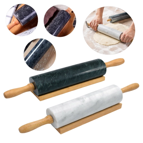 WAŁEK DO CIASTA MARMUROWY kuchenny KAMIENNY OBROTOWY 46cm CIĘŻKI na PREZENT