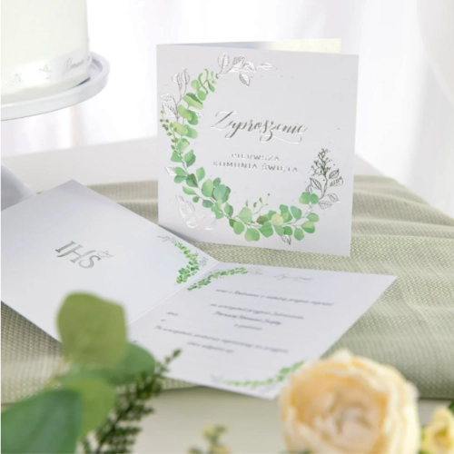 Zaproszenia na komunię 10 sztuk IHS napis Pierwsza Komunia Święta