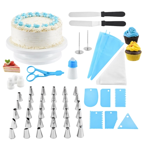 Patera obrotowa tylki rękaw szpatułki dekorator do tortu ciasta duży zestaw 55 elementówPatera obrotowa tylki rękaw szpa